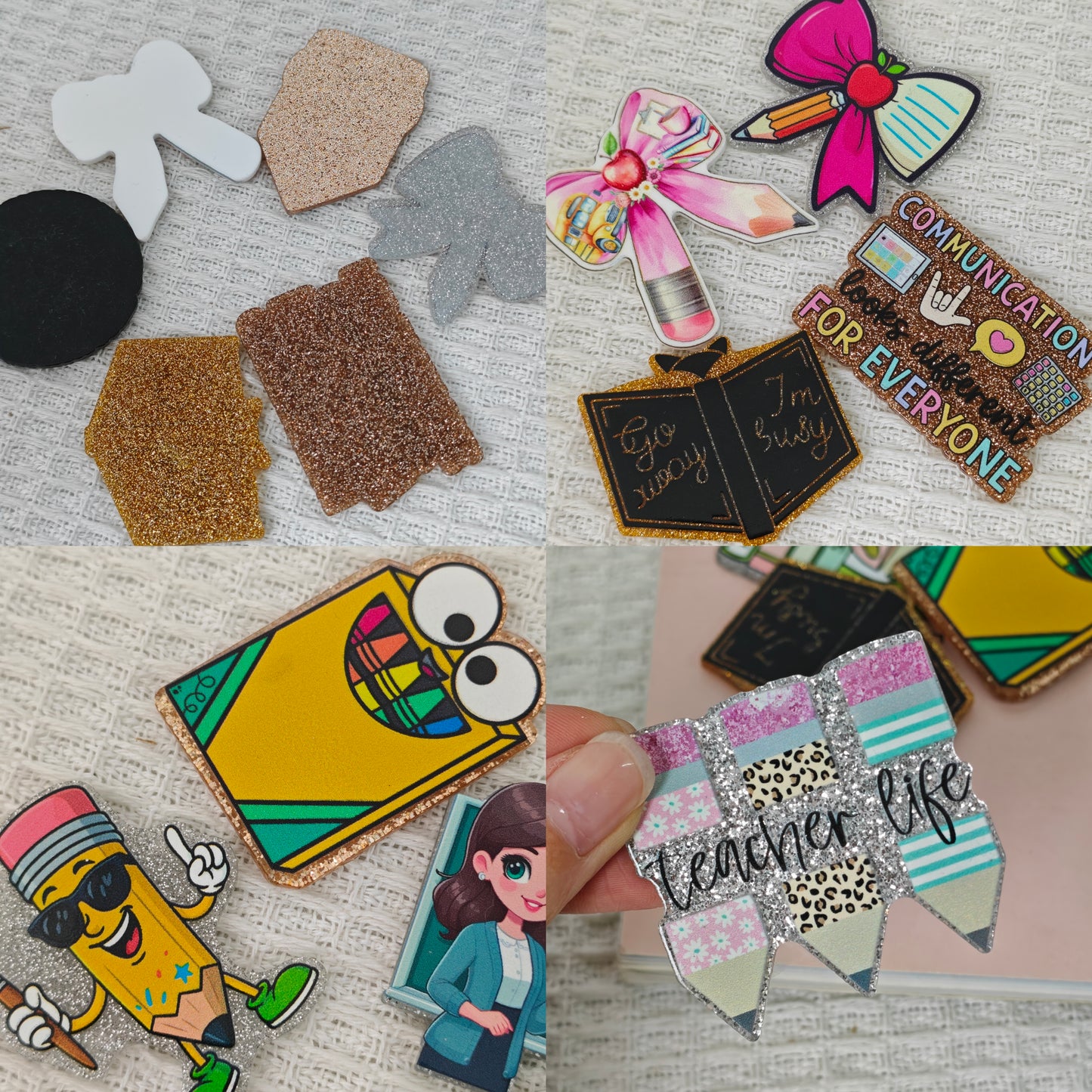 30pcs/bag Random School-Study-Books Acrylics Flatbacks for DIY Craft